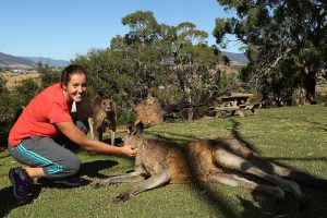 HOBART, AUSTRALIA - JANUARY 05:  Laura Robson of Great Britain feeds a kangaroo at Bonorong Wildlife Sanctuary during day two of the Hobart International at Domain Tennis Centre on January 5, 2013 in Hobart, Australia.  (Photo by Mark Metcalfe/Getty Images)