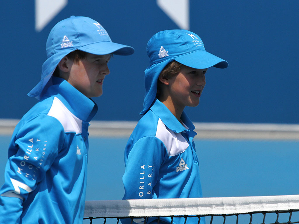 Ball kids on court Hobart International Tennis