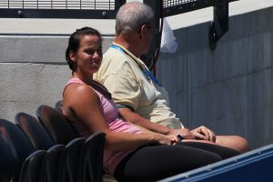 Jarmila Gajdosova watches a match in the stands