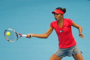 China's Shuai Zhang knocked out compatriot and 2005 Hobart International champion Jie Zheng in the first completed match on day two. Picture: Getty Images