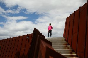 Samantha Stosur admires the view at Hobart's MONA Gallery