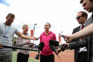 World no.18 Samantha Stosur speaks to media ahead of her Hobart International first round match tomorrow