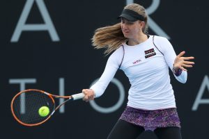 German Mona Barthel plays a forehand in her round one win. Picture: Getty Images