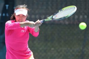 China's Shuai Peng was under pressure from the big-hitting Storm Sanders and could only win four games in their first round match. Picture: Getty Images