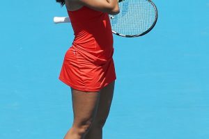 A disappointed and frustrated Monica Puig was eliminated by Elena Vesnina. Picture: Getty Images