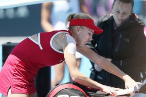 Injury forced defending champion Elena Vesnina to retire in her second round match. Picture: Getty Images