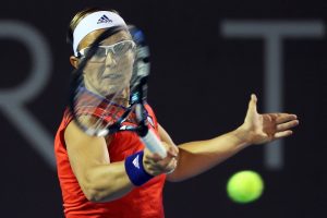 Second seed Kirsten Flipkens fought hard but was overpowered in the quarter-finals. Picture: Getty Images