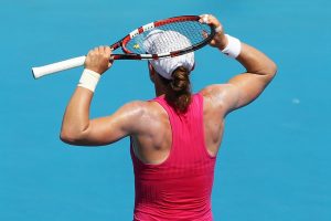 A frustrated Samantha Stosur could not find the answers in her semi-final. Picture: Getty Images