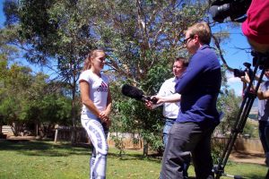 Monica Puig talks to the media ahead of making her Hobart International debut
