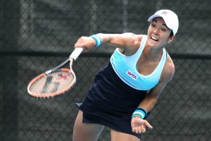 Spain's Silvia Soler-Espinosa serves in her final round qualifying match. Picture: Tim Ikin