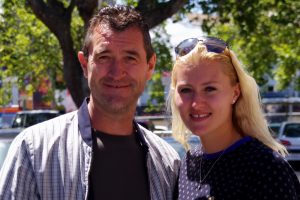 Kristina Mladenovic and her father, an Olympic Games gold medallist in handball, are visiting Hobart for the first time and enjoying explore the picturesque city. Picture: Casey Gardner