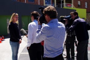 Kristina Mladenovic fronts the media, who were keen to know her thoughts on a round two clash with Australian top seed Samantha Stosur. Picture: Casey Gardner