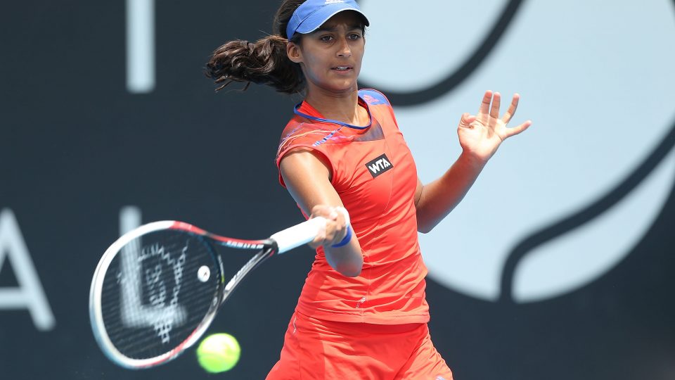 Naithika Bains ran into eventual champion Garbine Muguruza during qualifying in 2014. Picture: Getty Images