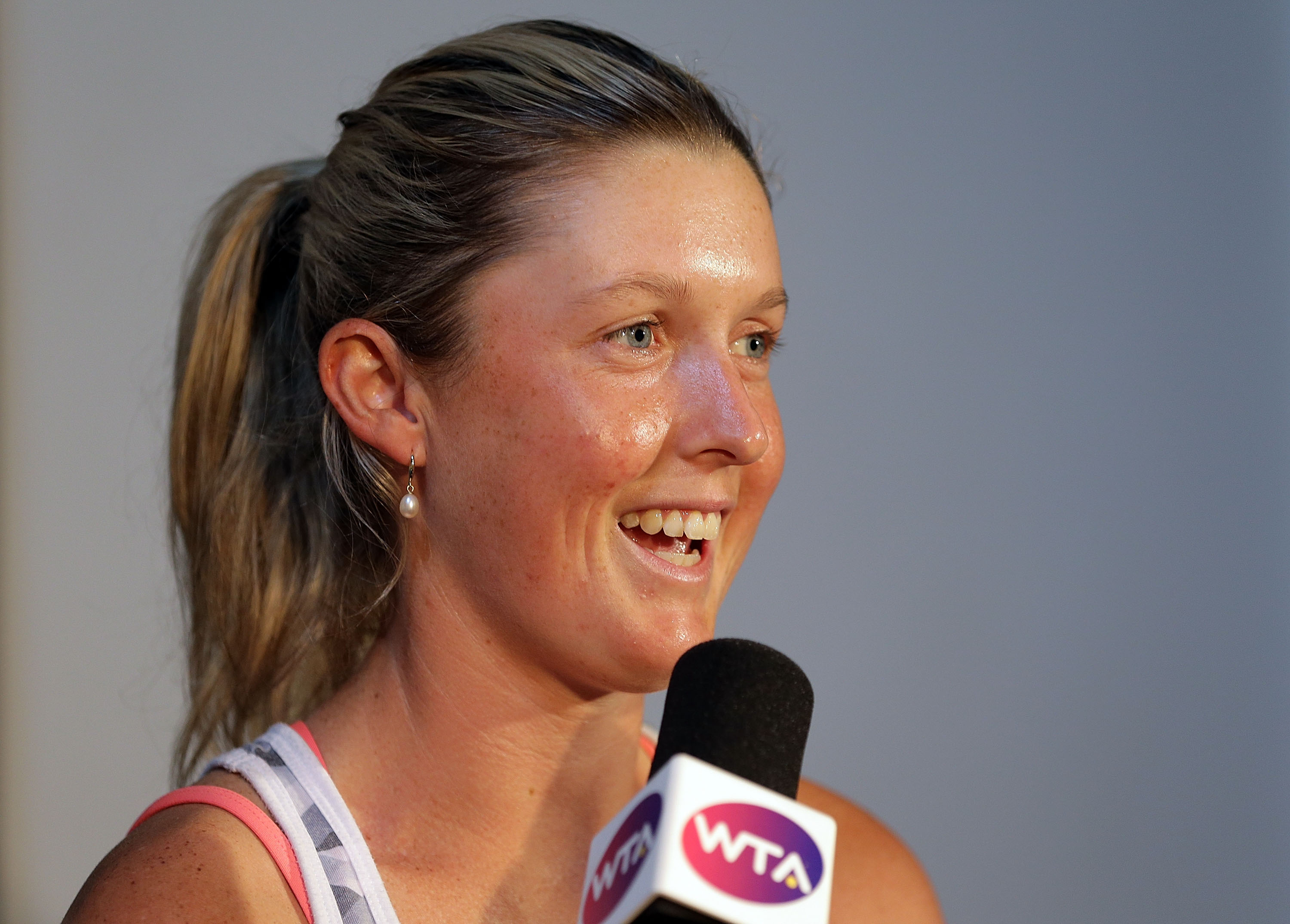Storm Sanders speaks to the press. Picture: Getty Images