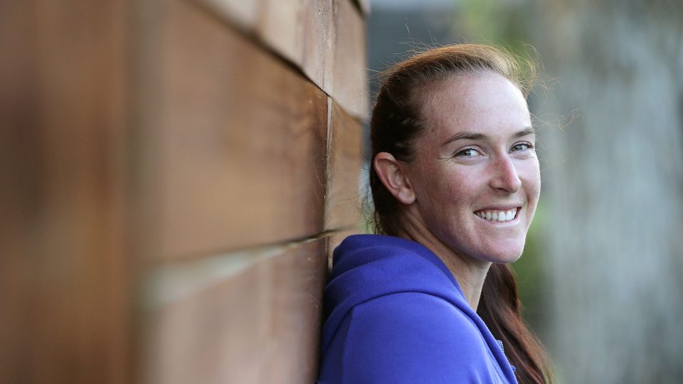 Madison Brengle has played seven matches in Hobart to reach the final, where she will face Heather Watson. Picture: Mark Metcalfe/Getty Images