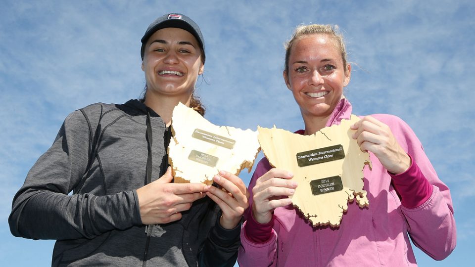 Klara Koukalova, right, won the Hobart International doubles title with Monica Niculescu in 2014. Picture: Getty Images