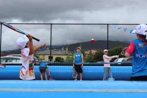 Hobart International Kids Tennis Day presented by Nickelodeon. Picture: Briony Craber