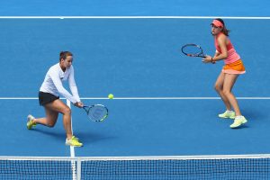 Australian duo Jarmila Wolfe and Kimberly Birrell fought hard in the doubles final. Picture: Getty Images