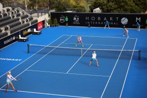 Australian pair Jarmila Wolfe and Kimberly Birrell book a semifinal spot with an upset over the third seeded Kichenok sisters. Picture: Kaytie Olsen