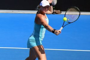 Dutchwoman Kiki Bertens was a dual winner today, reaching the singles quarterfinal and doubles semifinal. Picture: Kaytie Olsen