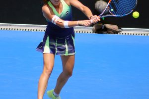 Australian wildcard Kimberly Birrell played brave tennis against former top 10 star Dominika Cibulkova. Picture: Kaytie Olsen