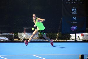Spain's Laura Pous-Tio finishes strongly to earn a main draw spot. Picture: Kaytie Olsen