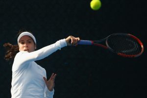 American Christina McHale fires back a forehand in her round one clash with Monica Niculescu. Picture: Getty Images