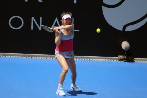 Mona Barthel showed grit to win the opening match of the day. Picture: Kaytie Olsen