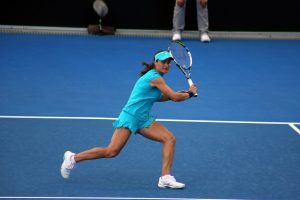 Hobart regular Monica Niculescu entertains the crowd during the night session with her unique style. Picture: Kaytie Olsen