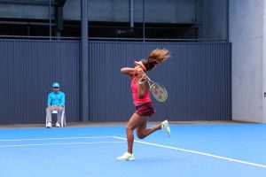 Japan's Naomi Osaka fires a winner as she defeats top seed Tatjana Maria. Picture: Kaytie Olsen