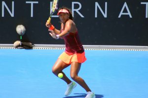 Japanese qualifier Naomi Osaka had no answer against former champ Mona Barthel. Picture: Kaytie Olsen