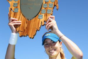 Alize Cornet could not stop smiling after winning her fifth WTA Tour singles crown. Picture: Getty Images