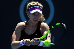 Canadian Eugenie Bouchard fires a backhand during today's final. Picture: Getty Images