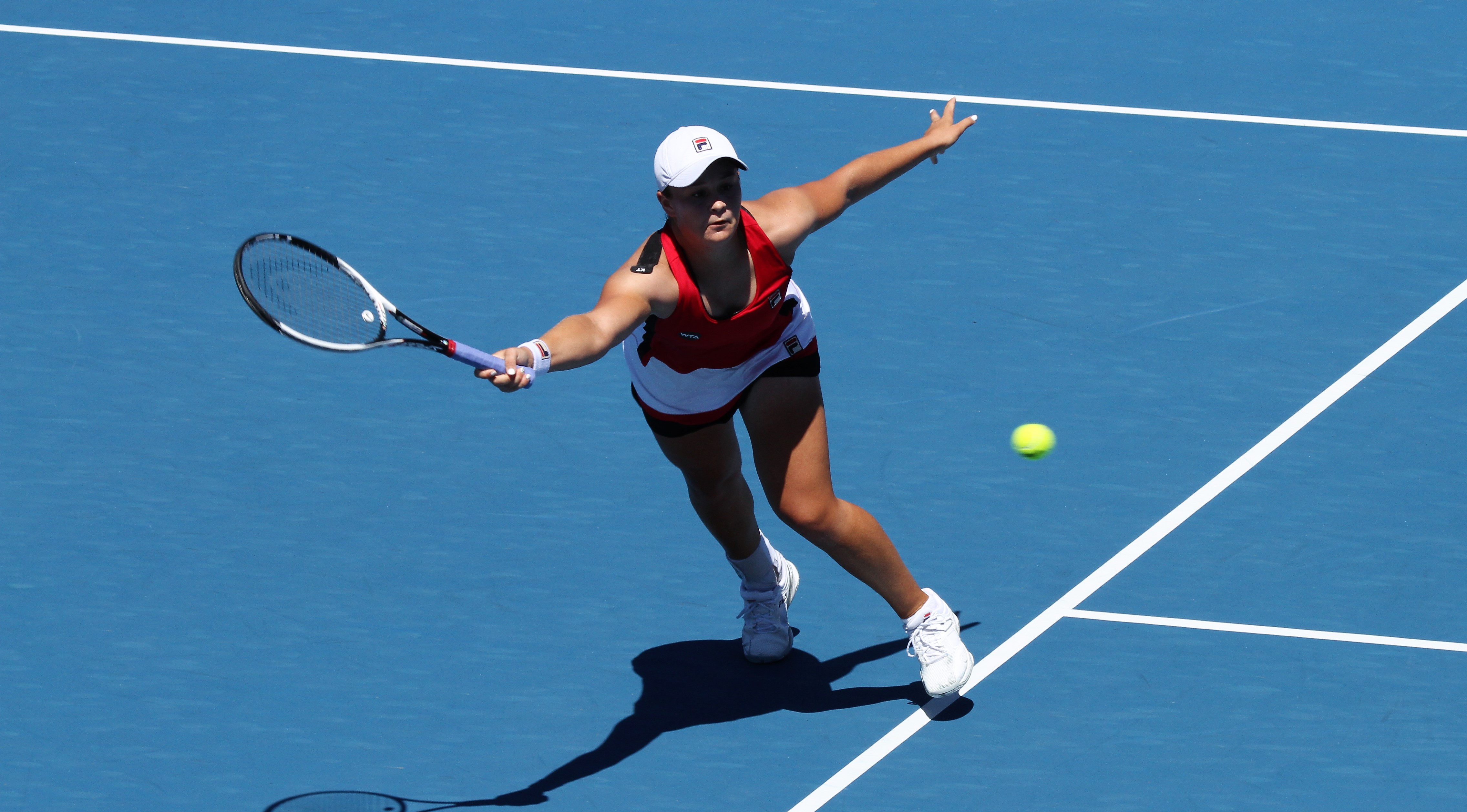MOVING ON: Australian Ashleigh Barty stretches for a volley during her round two win. 