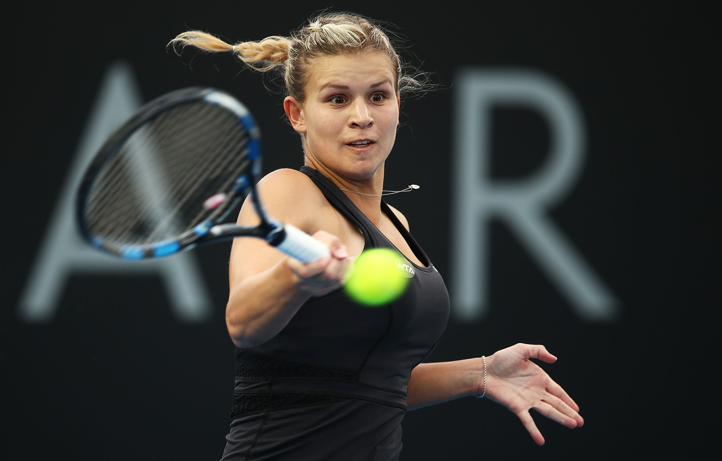BIG WIN: Croatian Jana Fett lines up a forehand as she qualifies for her first WTA quarterfinal; Getty Images