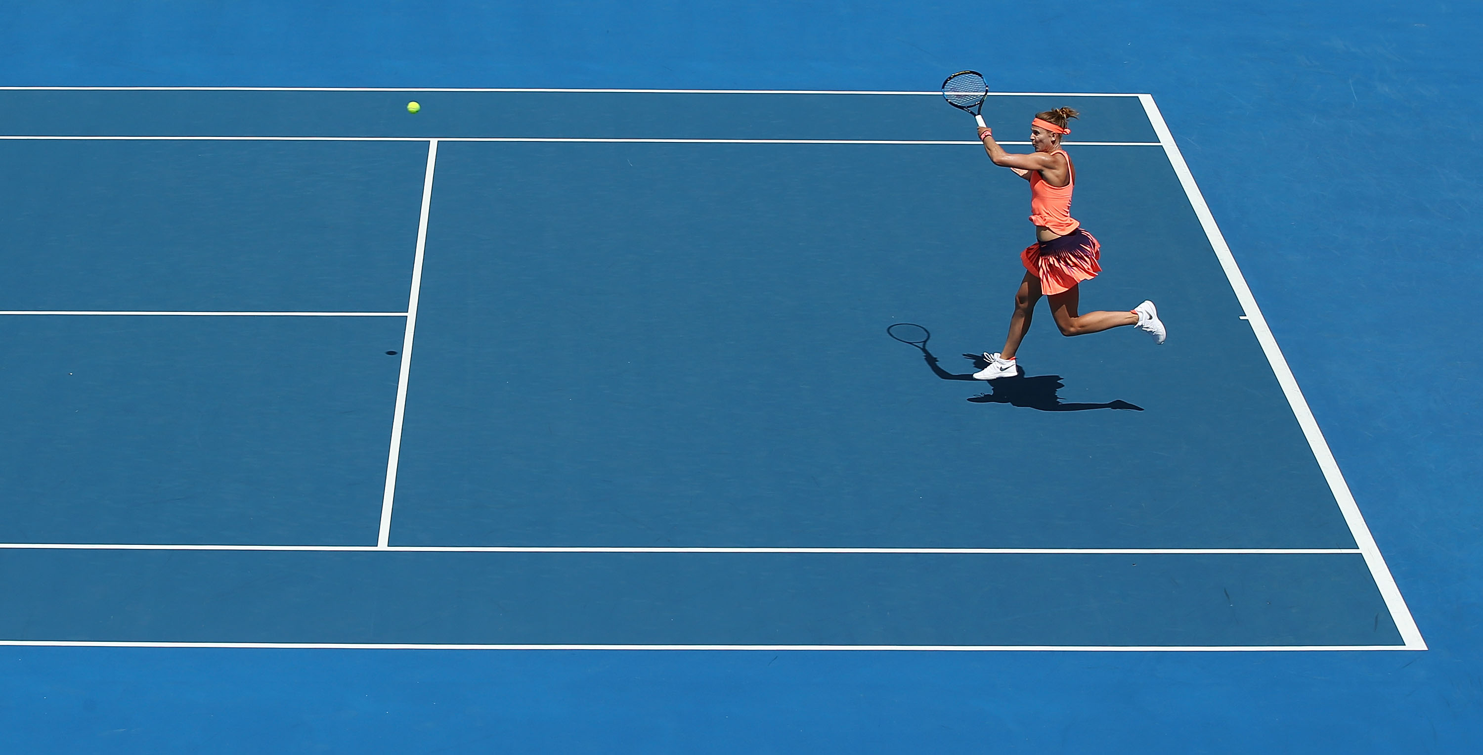 ON THE ATTACK: Lucie Safarova slams a forehand back in play during her second round match on Centre Court; Getty Images