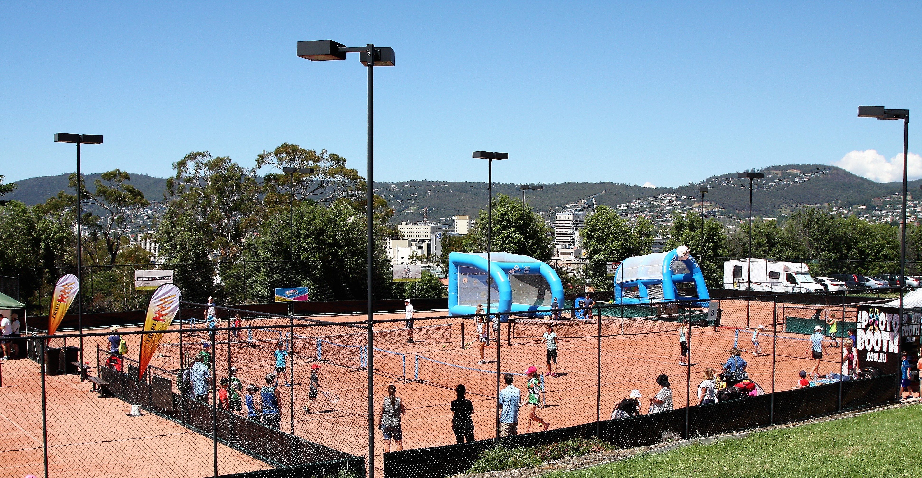 KIDS TENNIS DAY: The Domain Tennis Centre was a hive of activity with lots of smiles today.