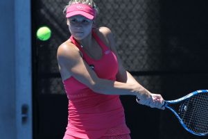 FOCUSED: Croatian Jana Fett lines up a backhand. 