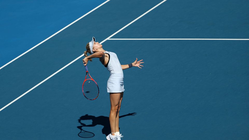 UNDER PRESSURE: Eugenie Bouchard struggled on serve during her opening round loss; Getty Images