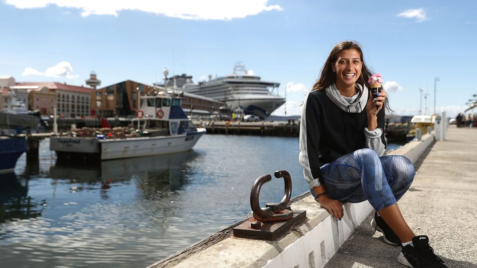 RELAXED: Jaimee Fourlis is all smiles after her first round win; Getty Images