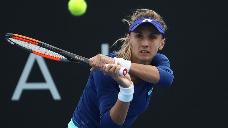 IN FORM: Lesia Tsurenko plays a backhand during her second round win; Getty Images