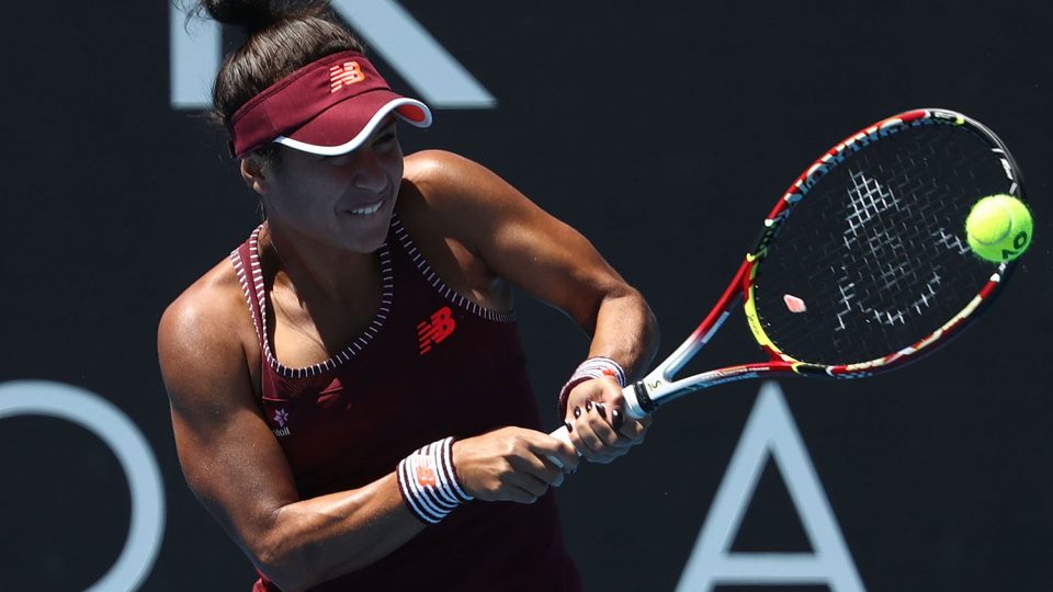 IN CONTROL: Heather Watson fires a backhand during her quarterfinal win over Donna Vekic; Getty Images