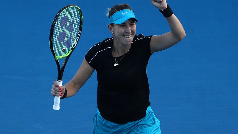 HAPPY: Belinda Bencic celebrates winning her quarterfinal match; Getty Images