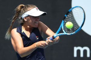 POWERFUL: Sofia Kenin strikes a backhand during the women's singles final; Getty Images