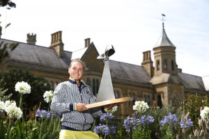 CELEBRATING: Sofia Kenin with the Angie Cunningham Trophy at the picturesque Government House in Hobart; Getty Images